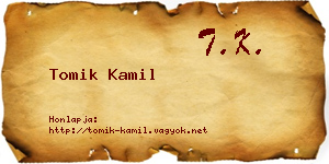 Tomik Kamil névjegykártya